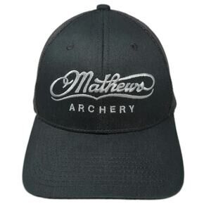 Mathews Archery Trucker Hat Black One Size Mesh Back Snapback Logo Hunting Cap